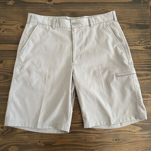 Men’s Pebble Beach Performance Flat Front Golf Shorts 34 Gray Classic
